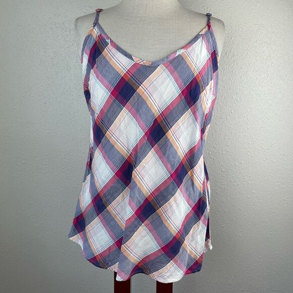 Eddie Bauer Spaghetti Strap Plaid Tank Top Size L EUC - Picture 1 of 9